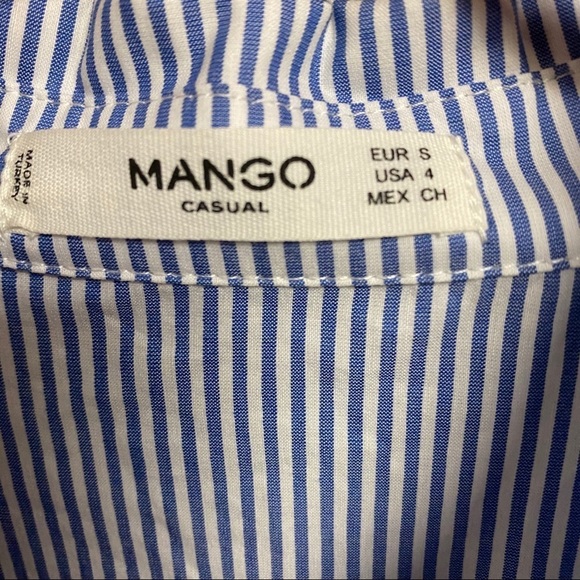 Mango | Ruffled Poplin Shirt Dress Blue Stripe 4 - Picture 6 of 9